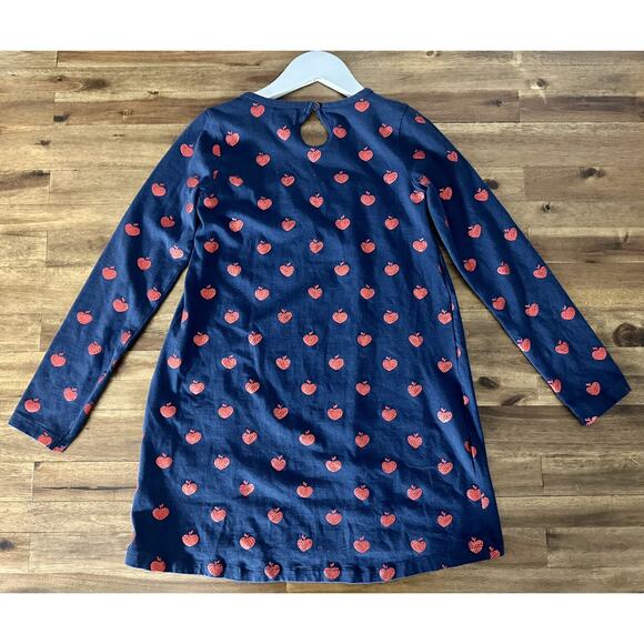 Hatley Navy Red Metallic Heart Shaped Apple Knit Long Sleeve Dress European 10 - Picture 4 of 7